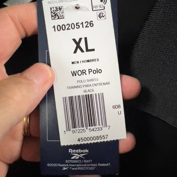 Reebok Men's $45 Short Sleeve Performance Training Polo Shirt - Black Size XL - Picture 7 of 7